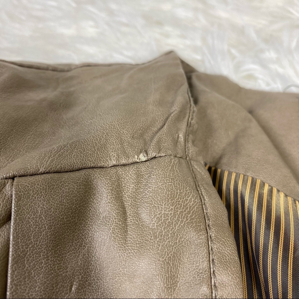 C. Luce Tan Faux Leather Blazer Jacket - Picture 6 of 16